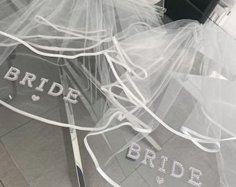 Personalised bride veil, bride wedding veil, bride hen veil, bride to be veil, bride to be gift, future mrs veil, custom bride veil for hen