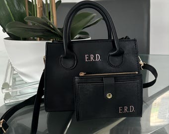 Personalised bag+ purse SET,  personalised crossbody bag, secret Santa gift, bag+purse, custom ladies bag, personalised crossbody bag, mum