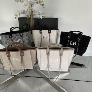 Sac à main personnalisé à bandoulière, sac fourre-tout en chaîne, cadeaux pour elle, sac fourre-tout personnalisé pour femme, sac de plage personnalisé, cartable, cadeau d'anniversaire