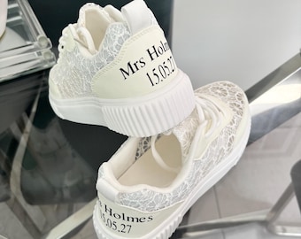 Personalised bride trainers, bride wedding trainers, bride shoes, custom bride trainers, bride gift, future mrs trainers, bride sneakers