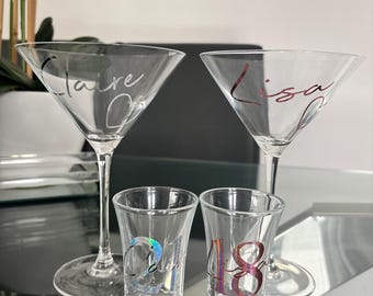 Personalised Pornstar martini SET, secret Santa , birthday gift for her, birthday glass, martini,  personalised glass, stocking filler