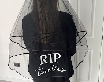 Personalised RIP to my 20s, 30s, 40s veil, Personalised birthday veil, birthday girl veil, custom birthday veil, birthday veil personalised