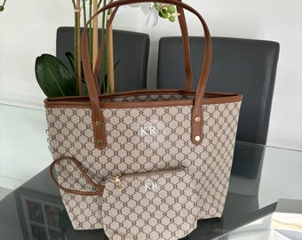 Personalised shoulder handbag SET,  custom tote bag, Easter gift, women’s personalised tote bag, gift for her, birthday gift, Mother’s Day