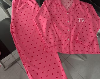 Personalised pyjamas, custom women’s pyjamas, gift for her, personalised initial pyjamas, 18th, 21st, 30th, valentines pyjamas, Mother’s Day