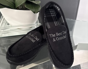Personalised men’s slippers, custom slippers, gift for him, dad Christmas gift, men’s slippers, dad birthday, grandad slippers, Father’s Day