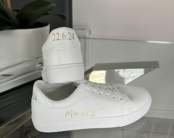 Personalised bride trainers, bride wedding trainers, bride shoes, custom bride trainers, bride gift, future mrs trainers, bride sneakers