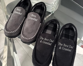 Personalised men’s slippers, custom slippers, gift for him, dad Christmas gift, men’s slippers, dad birthday, grandad slippers, Father’s Day