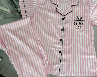 Personalised pyjamas, custom women’s pyjamas, gift for her, personalised birthday pyjamas, ladies birthday pyjama, 21st, 18th, 30th, bday PJ