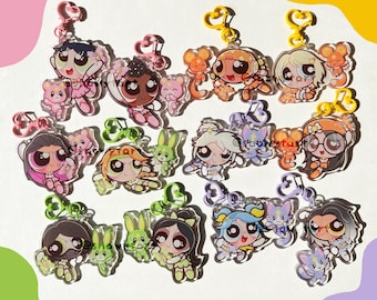 Llaveros de acrílico epoxi de 3 pulgadas de Valorant Evori Dreamwings x Powerpuff Girls