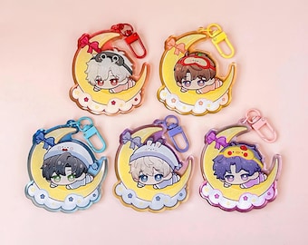 Love and Deepspace Pajamas Epoxy Glitter 3in Keychains: Sylus, Caleb, Zayne, Xavier, Rafayel