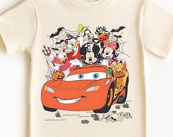 Disney Halloween Cars Shirt, Halloween McQueen Tee, Mickey Spooky Vibes Sweatshirt, Boys Halloween T-Shirt, Pumpkin Ghost Gift Tee