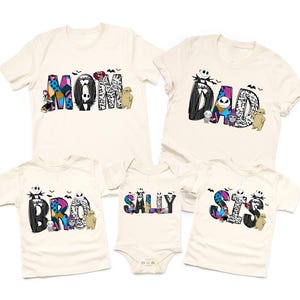 Jack Sally Halloween Family Shirt, Disney Nightmare Before Sweatshirt, Spooky Season Custom Name Tee, Jack and Sally Halloween Hoodie