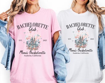 Camiseta de despedida de soltera personalizada de Disney, camiseta de boda con castillo mágico, regalo para el equipo de la novia, camiseta de fiesta para la futura novia, camisetas de dama de honor de Disneyland