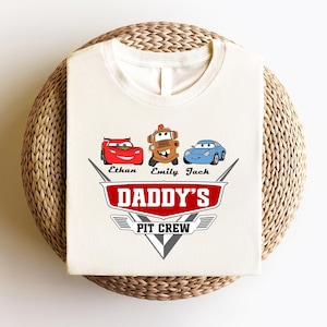 Pit Crew Dad Shirt, Cars Race Dad Kids T-Shirt, McQueen Father's Day Gift, Tow Mater Child Name Sweatshirt, Disneyland Cars Fan Dada Tee