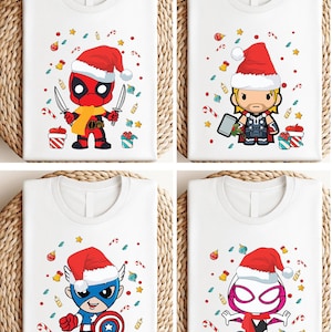 Superheros Christmas Shirt, Avengers Santa Sweatshirt, Disney Spiderman Christmas T-Shirt, Boy Captain America Christmas Kids Gift