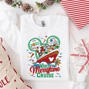 Camiseta de Disney Mickey Christmas Cruise, camiseta de Navidad Merry Time Cruise 2025, camiseta de Disney Family Christmas Cruise, viaje de Navidad a Disney