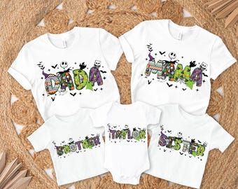 Jack Sally Halloween Family Shirt, Disney Halloween Couple Matching T-Shirt, Mom and Dad Halloween Tee, Halloween Family Sweat