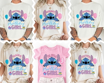 Stitch Birthday Girl Shirt, Disney Birthday Family Tee, Custom Stitch Birthday T-Shirt, Stitch Party Gift, Kids Birthday Sweatshirt