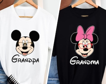 Disney morföräldrar-tröja, Musse morfar-t-shirt, Mimmi Nana-tröja, Disneyland-tröja med familjesemestrar, matchande Papa Gigi-tröja
