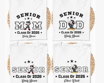 Disney Senior 2026-tröja, Anpassad familjeexamenströja, Musse Minnie-examenströja, Klass 2026-tröja, Mus-examensfestströja
