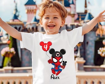 Spiderman Birthday Shirt, Disney Birthday Boy Gift, Mickey Spiderman Sweatshirt, Walt Disney Kids Birthday Party T-Shirt