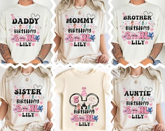 Koszulka urodzinowa Stitch Angel, koszulka urodzinowa Disney Family, spersonalizowana koszulka urodzinowa Stitch, koszulka urodzinowa Stitch dla chłopca