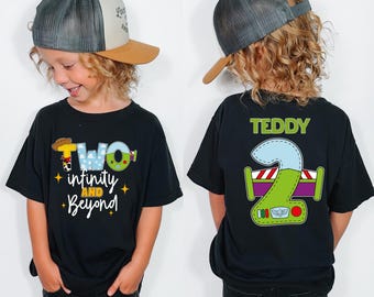 Buzz Lightyear Second Birthday Tee, Toy Story Boys Birthday Shirt, Disney Two Infinity and Beyond T-Shirt, Toddler Pixar Birthday Party Gift