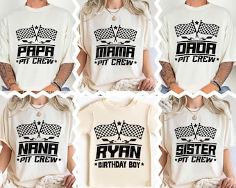 Pit Crew Birthday Shirt, Matching Family Racing Birthday T-Shirt, Custom Race Team Sweatshirt, Cars Party T-Shirt, Mom Dad Pit Crew Tee