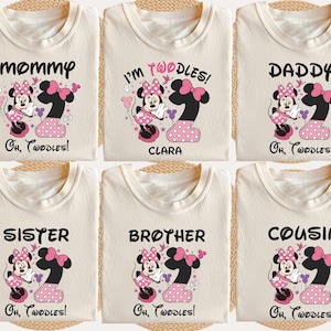 Koszulka z okazji urodzin Myszki Minnie, Koszulka z okazji drugich urodzin rodziny Disney, Prezent dla dziewczynki z Minnie, Prezent na urodziny Myszki Minnie