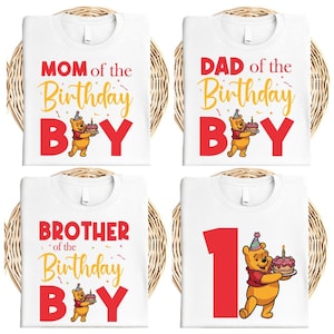 Winnie The Pooh Birthday Shirt, Disney Pooh Bear Mom Dad T-Shirt, Pooh Party Tee, Birthday Boy Gift, Walt Disney Birthday Birthday Sweat