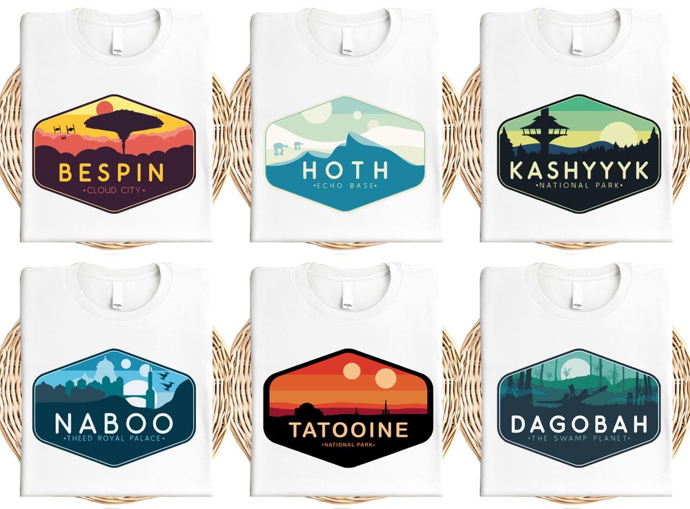 Star Wars 2025 Tee Disney Star Wars Planets Shirt, National Parks Star Wars Planets Shirt, Disneyland Parks Shirt, Star Wars Family 2025 Tee, Tatooine Shirt Naboo Place Shirt Unisex Style Peckshirt