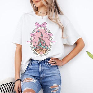 Disney Coquette Bow Shirt, Magical Castle Sweatshirt, Disneyland Pink Bow T-Shirt, Magic Kingdom Tee, Walt Disney Girls Trip Sweater
