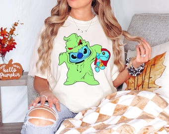 Stitch Halloween-shirt, Disney pompoen T-shirt Stitch Halloween-hoodie voor kinderen, eng peuter T-shirt, Stitch cadeau-sweater