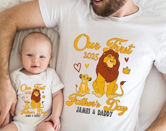 König der Löwen Vater und Sohn Shirt, Disney 1. Vatertag T-Shirt, Simba Daddy und Ich Sweatshirt, Papa und Baby passendes T-Shirt, neues Papa Geschenk