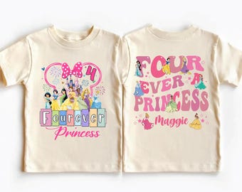 Princess 4th Birthday Party Shirt, Disney Girl 4th Birthday Tee, Custom Princess Kids Sweatshirt, Magic Kingdom Birthday Party T-Shirt