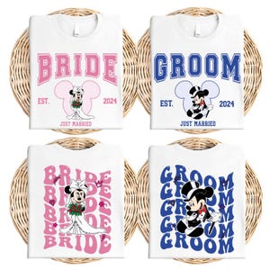 Camiseta de novio de Disney, camiseta de boda de Mickey y Minnie, camiseta de recién casados de Disneyland, regalo de novia de Minnie, sudadera de marido de Mickey