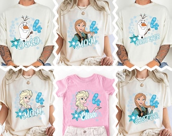 Maglietta di compleanno della principessa Elsa, maglietta della famiglia Anna di Frozen Disney, maglietta personalizzata per festeggiare il compleanno di Frozen, maglietta per la festa di compleanno a Disneyland