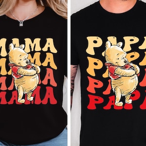 Winnie the Pooh Mama Bear Shirt, Disney Papa T-Shirt, Pooh Bear Pregnancy Reveal Tee, Winnie Mom to be Gift, First Time Daddy Sweatshirt