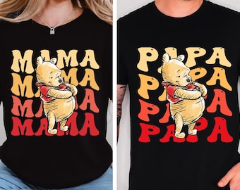Winnie the Pooh Mama Bear Shirt, Disney Papa T-Shirt, Pooh Bear Pregnancy Reveal Tee, Winnie Mom to be Gift, First Time Daddy Sweatshirt