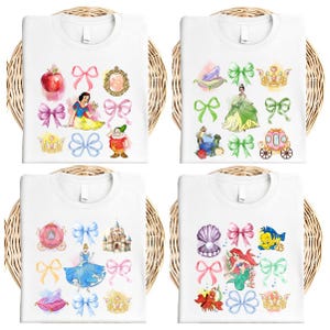 Coquette Bow Princess Shirt, Disney Snow White Sweatshirt, Princess Rapunzel Hoodie, Elsa and Anna Pullover, Little Mermaid Ariel Tee