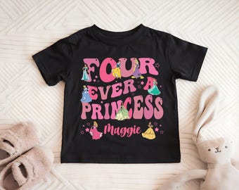Princess 4th Birthday Shirt, Disney Birthday Girl T-Shirt, Custom Princess 4th Birthday Gift, Magic Kingdom Birthday Party Tee
