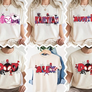 Spiderman Family Shirt, Marvel Spidey Birthday Tee, Disney Superhero Party T-Shirt, Spin Mom Dad Gift, Ghost Spider Shweatshirt