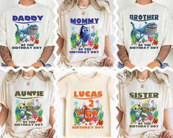 Finding Nemo Birthday Shirt, Disney Birthday Family Matching T-shirt, Crush and Squirt Shirt, Fish Birthday Boy Tee, Nemo Characters Sweat