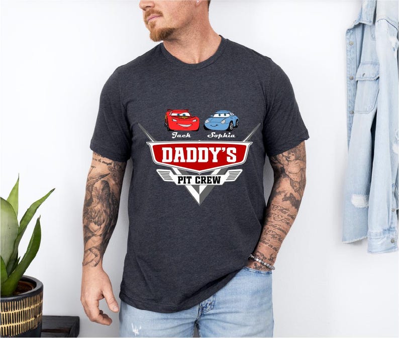 Pit Crew Dad Shirt, Cars Race Dad Kids T-Shirt, McQueen Father's Day Gift, Tow Mater Child Name Sweatshirt, Disneyland Cars Fan Dada Tee