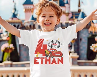 Cars Custom Birthday Shirt, McQueen Birthday Boy Tee, Disney Cars Party T-Shirt, Tow Mater Boy Gift, Doc Hudson Toddler Sweatshirt