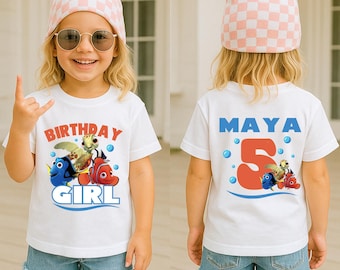 Finding Nemo verjaardagsshirt, Disney gepersonaliseerd jarig meisje T-shirt, verjaardagscadeau voor jongen met vismotief, Disneyland verjaardagssweatshirt, T-shirt met zeedieren voor een feestje