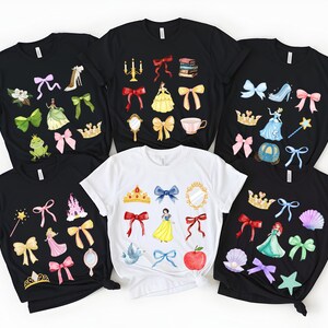 Coquette Bow Princess Shirt, Disney Belle T-Shirt, Tiana Tees, Rapunzel Shirt, Elsa & Anna Tee, Cinderella Sweatshirt