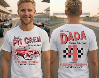 Pit Crew Birthday Shirt, Custom Cars Family Birthday Shirt,  Racing Cars Birthday Party T-Shirts, Race Into Tee