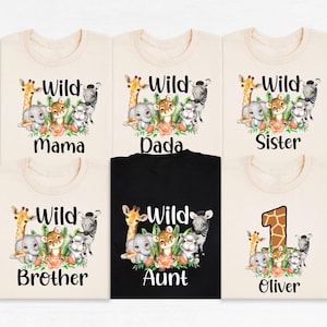 T-shirt d'anniversaire sauvage, Sweat-shirt d'anniversaire famille animaux safari, T-shirt d'anniversaire zoo, Pull d'anniversaire jungle personnalisé, T-shirt fête royaume animal