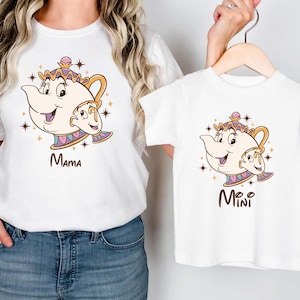 Disney Mama Mini Matching Shirt, Chip and Mrs. Potts Shirt, Disney Mom and Daughter Trip Shirt, Disney Tea Pot and Cup T-Shirt